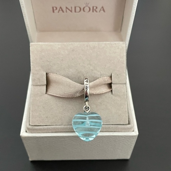 Pandora blue ribbon heart dangle - Picture 1 of 3
